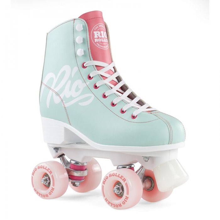 Patine cu rotile Rio Roller Script Teal/Coral - Click Image to Close