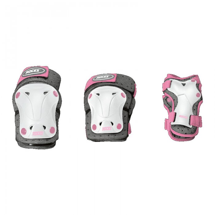 Set Protectii Roces ventilated 3 pack junior white/pink - Click Image to Close