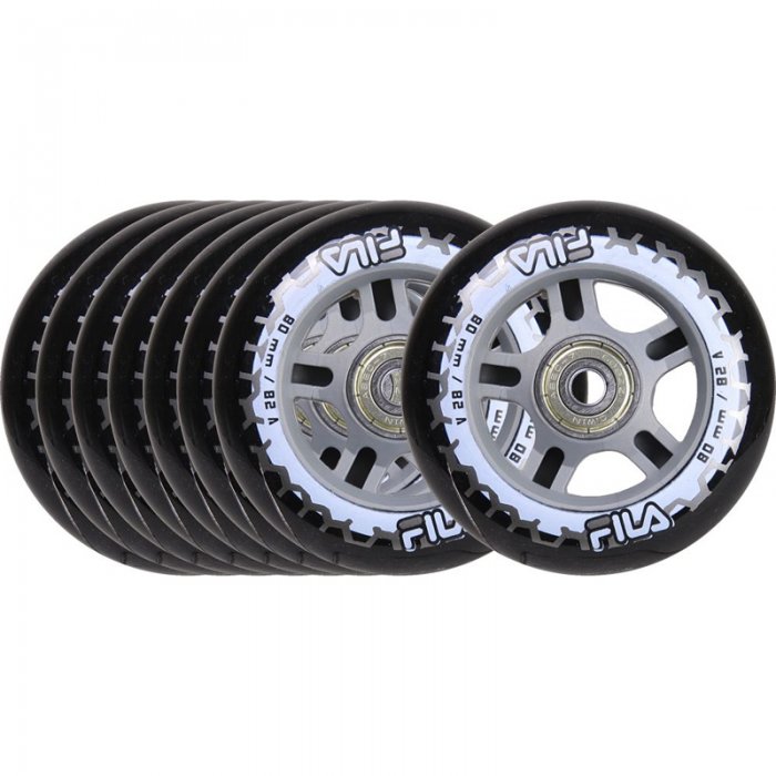 Set 8 Roti Fila 80mm duritate 82a cu rulmenti Abec 7