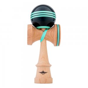 Kendama USA Kaizen Jet Shape Triple Stripe Super Stick Black/Mint