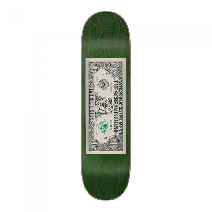 Deck Skateboard Santa Cruz Dollar Hand Green 8.25inch