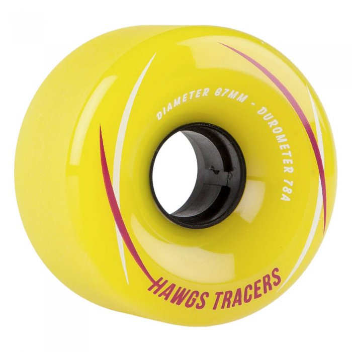 Set 4 roti Longboard Hawgs Tracers 67mm yellow