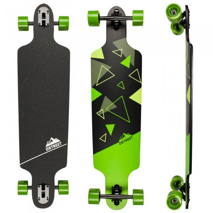Longboard D STREET Polygon Tri Green Drop Through 39inch/99cm