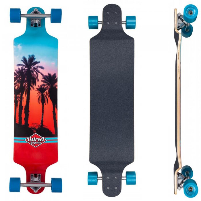 Longboard D Street Drop Down Hawaiian Blue/Red - Click Image to Close