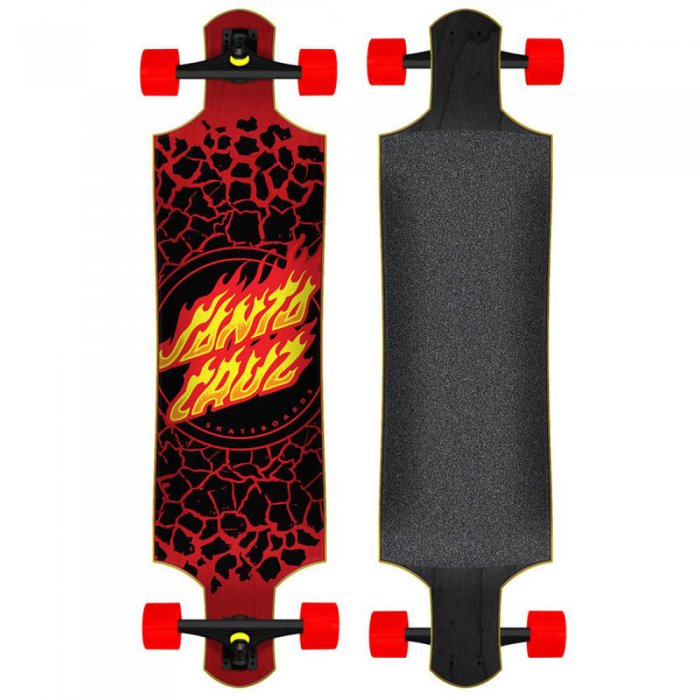 Longboard Santa Cruz Flame Dot Drop Down Black/Red - Click Image to Close