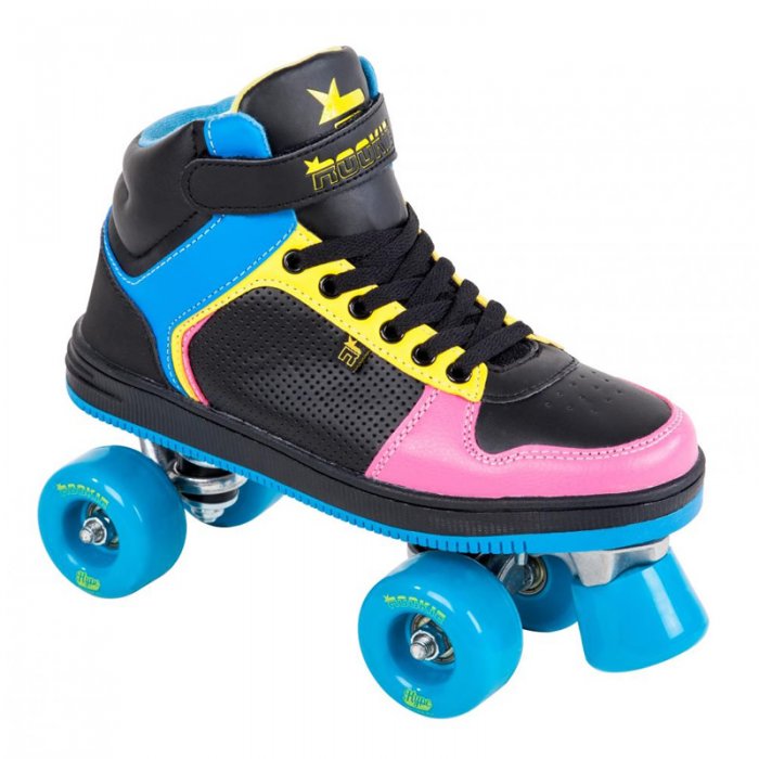 Patine cu rotile Rookie Hype Hi Top Black/Blue/Pink/Yellow