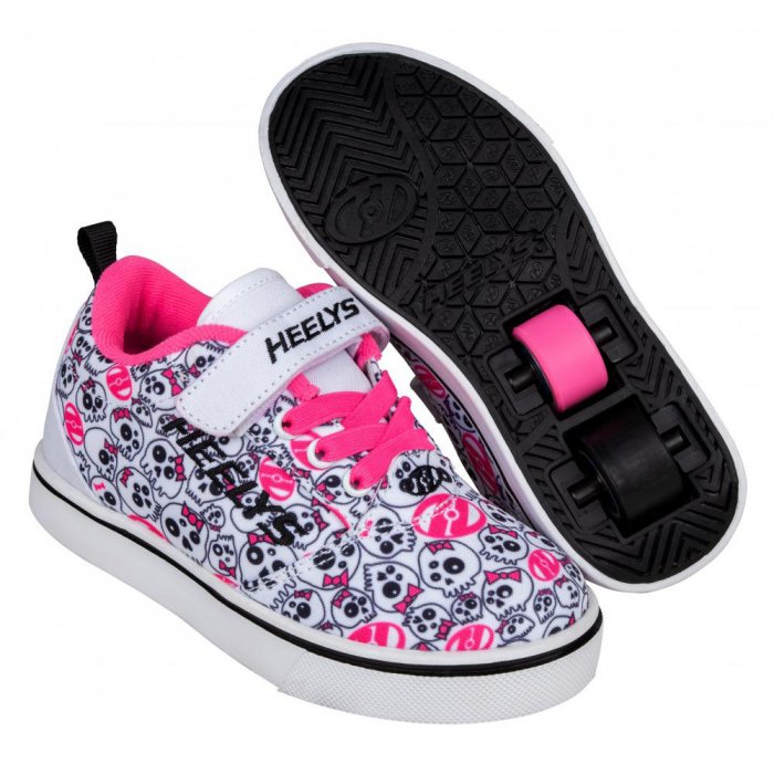 Heelys Pro 20 X2 White/Black/Hot Pink/Skulls