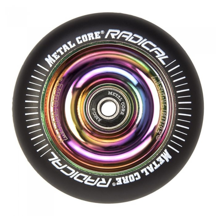 Roata Trotineta MetalCore Radical 110mm + Abec 9 Black/Rainbow