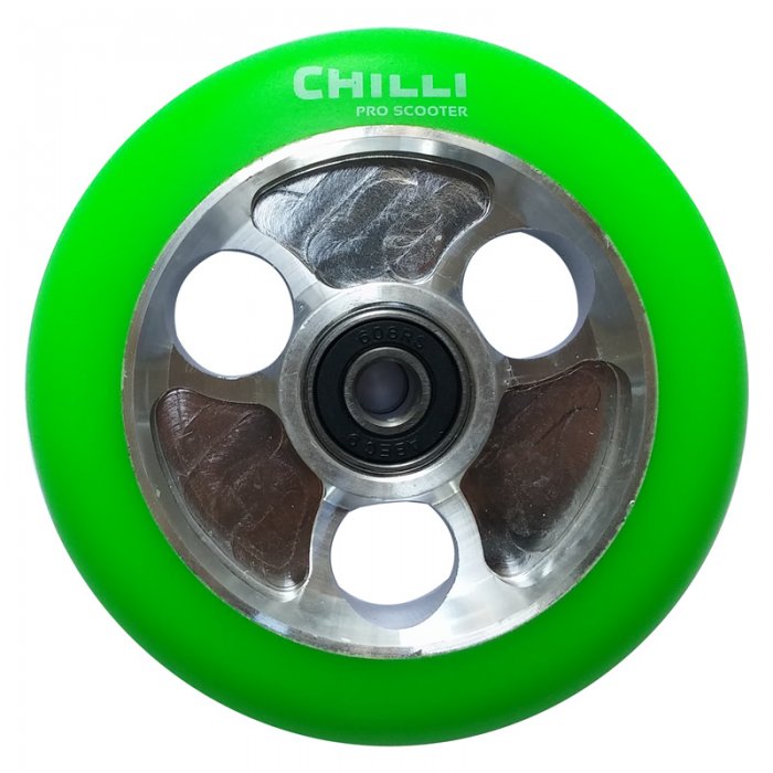 Roata Trotineta Chilli Parabol 100mm + Abec 9 green silver