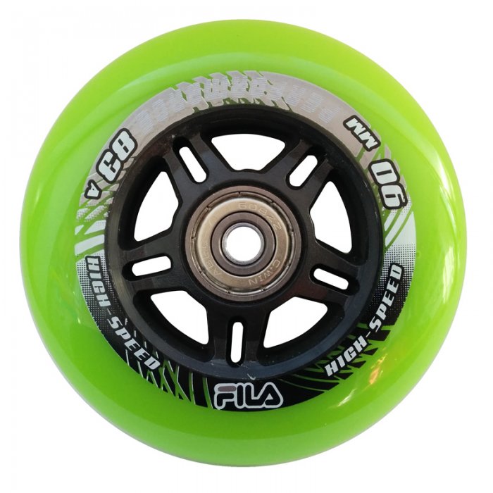 Set 8 Roti FILA 90mm verzi duritate 83a cu rulmenti ABEC 7