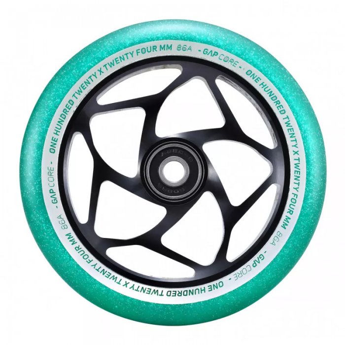 Roata Trotineta Blunt 120mm x 24mm Gap Core Tri Bearing Black/Jade - Click Image to Close