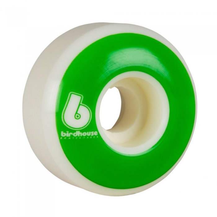 Set 4 roti skateboard Birdhouse B Logo white/green 54mm