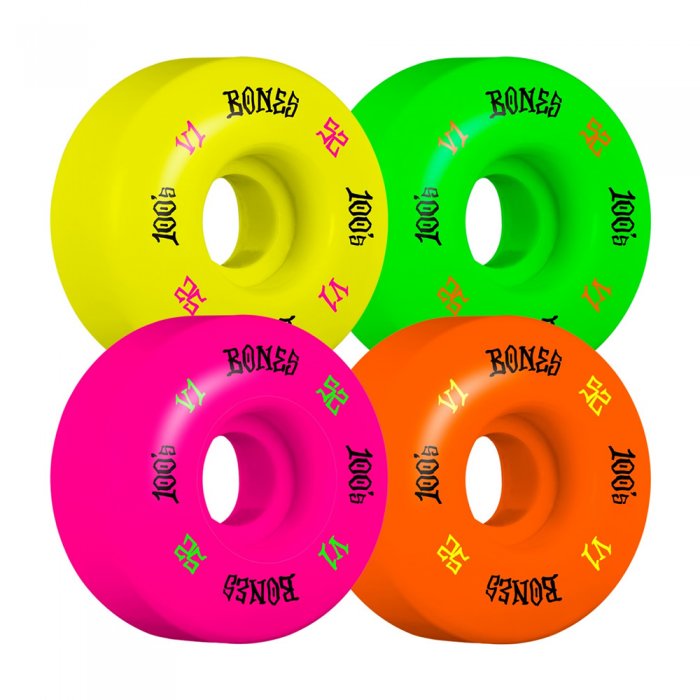 Set 4 roti skateboard Bones 100s Assorted 52mm