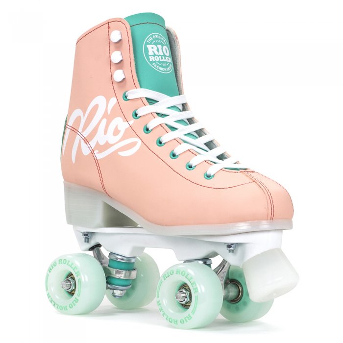 Patine cu rotile Rio Roller Script Peach/Green - Click Image to Close