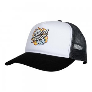 Sapca Santa Cruz Flaming Dice Dot Meshback White/Grey