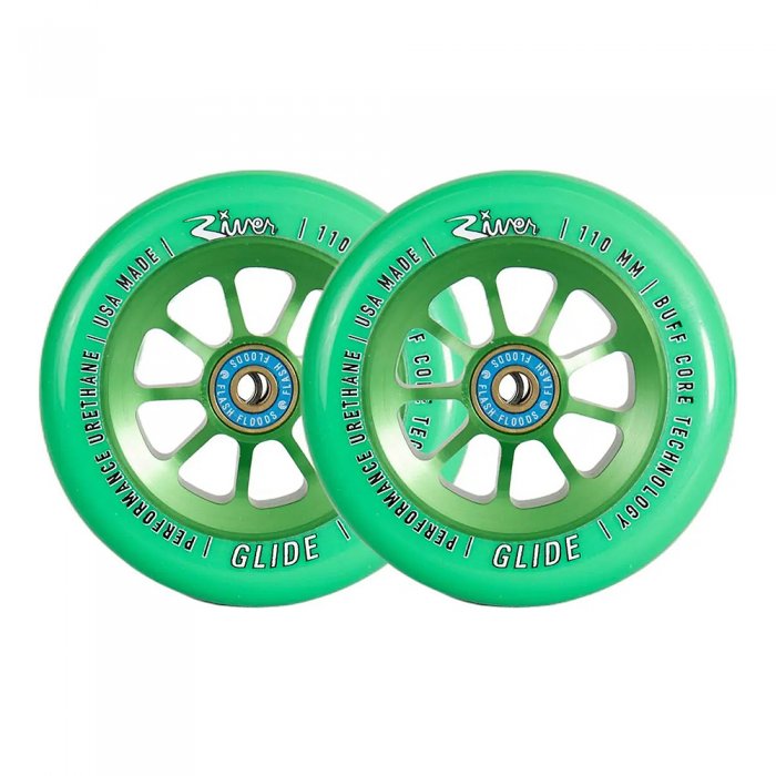 Set 2 roti Trotineta River Naturals Glide 110mm Emerald