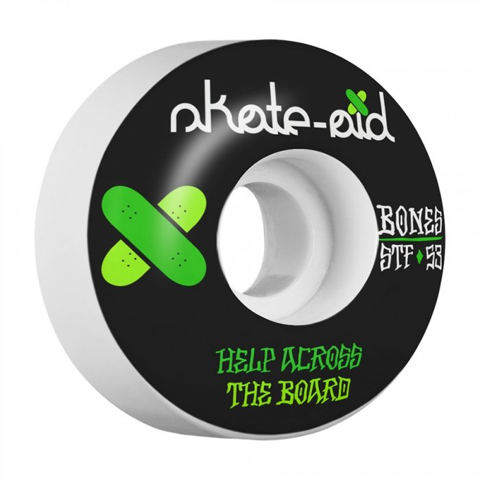 Set 4 roti skateboard Bones Collab Skate Aid 53mm