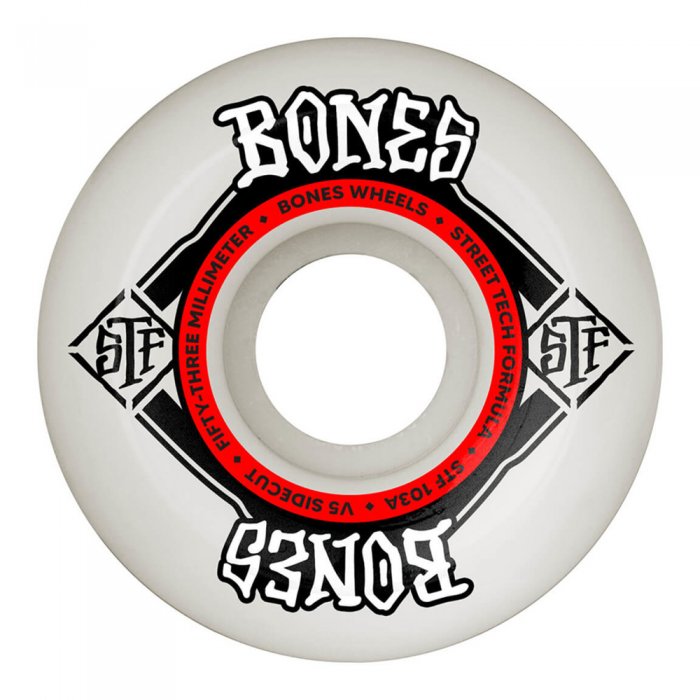 Set 4 Roti Skateboard Bones STF Sidecut V5 White 103A 53mm