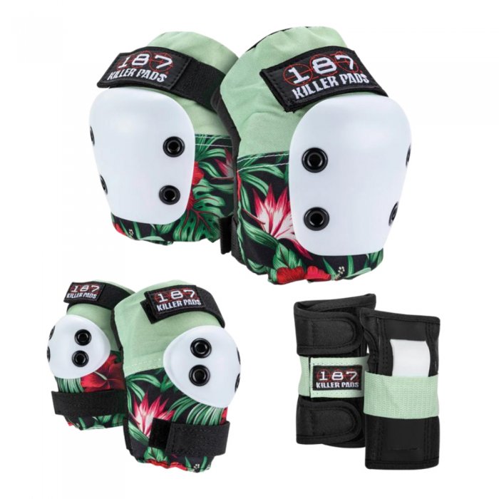 Set Protectii 187 Killer Jr. Six Hibiscus Pink/Green/Black