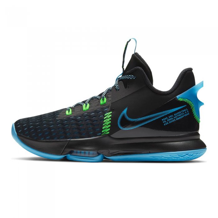 Ghete Baschet Nike Lebron Witness V Black/Green Strike/Light Blue Fury/Lagoon Pulse