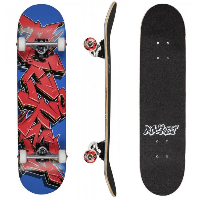 Skateboard ROCKET Graffiti 31x7,75inch Blue/Red