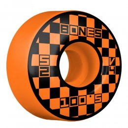 Set 4 roti Skateboard Bones 100s Block Party 52mm Orange V4 Wide