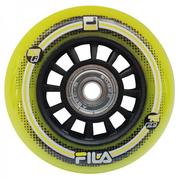 Set 8 Roti FILA 72mm lime/black duritate 82a cu rulmenti ABEC 5